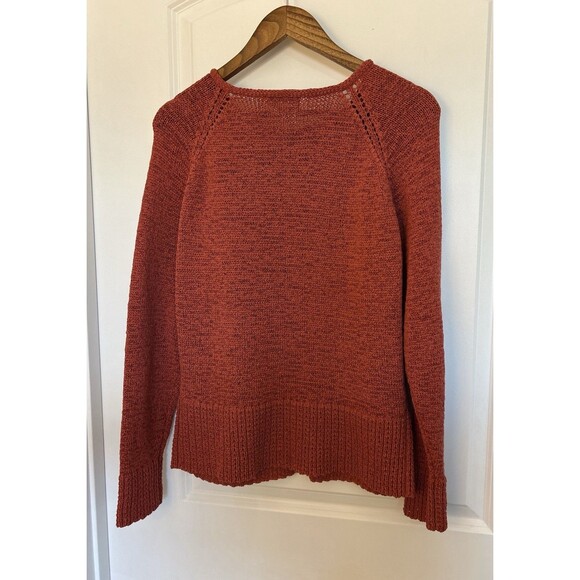 Coldwater Creek Cardigan Medium Button Textured Open Knit Autumn Fall Rust - Picture 3 of 11